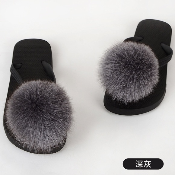 Pom Pom real fur flip flops - Sizes 8-12 Women’s different colours avail… - Picture 6 of 14